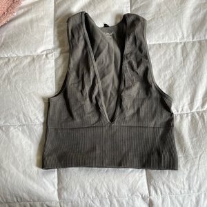 Grey low neck crop top